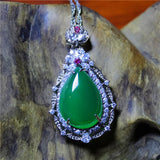 Green Agate Silver Plated Zircon Necklace for Woman