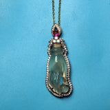 Green Agate Silver Plated Zircon Necklace for Woman