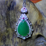Green Agate Silver Plated Zircon Necklace for Woman