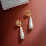 Lion Head Water Drop Pearl Earring Long Pendant Earrings
