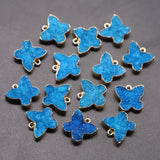 Druzy Agate Necklace Pendants Butterfly Charms Crystal Geode Dainty Jewelry 6Pcs