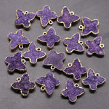 Druzy Agate Necklace Pendants Butterfly Charms Crystal Geode Dainty Jewelry 6Pcs