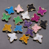 Druzy Agate Necklace Pendants Butterfly Charms Crystal Geode Dainty Jewelry 6Pcs