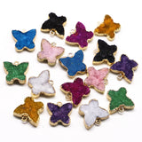 Druzy Agate Necklace Pendants Butterfly Charms Crystal Geode Dainty Jewelry 6Pcs
