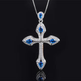 925 Silver Cross Pendant Necklace with CZ Box Chain Gift