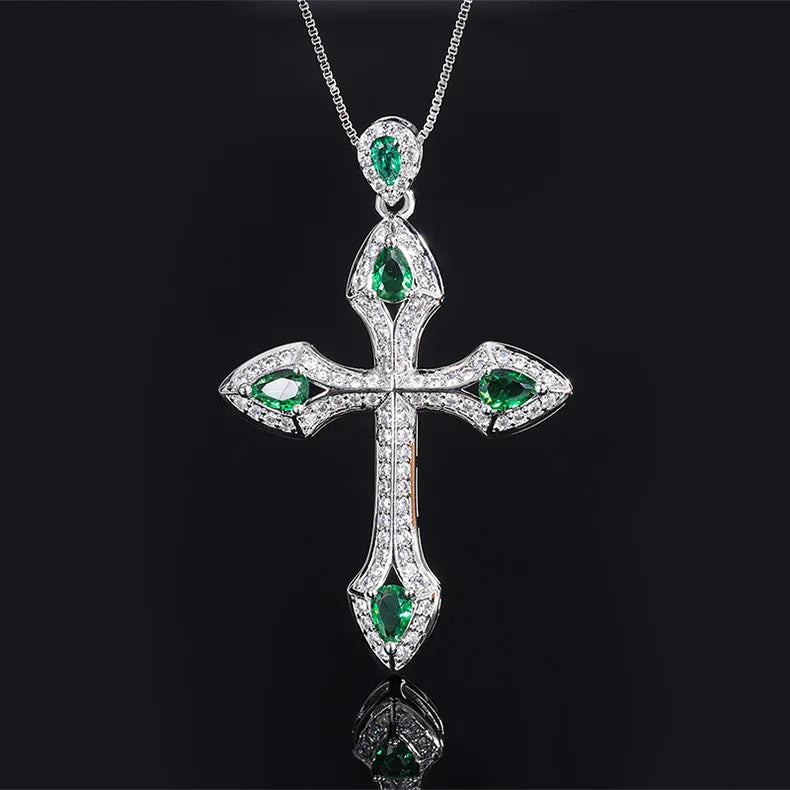 925 Silver Cross Pendant Necklace with CZ Box Chain Gift