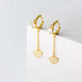 Heart Tassel Hoop Earring 925 Sterling Silver Charm Chain Earrings For Women