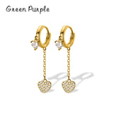 Heart Tassel Hoop Earring 925 Sterling Silver Charm Chain Earrings For Women