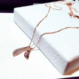 Rhinestone Feather Pendant Necklace 925 Silver Jewelry