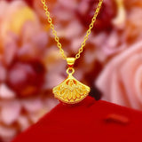 18K Small Skirt Fan Pendant Chain Jewelry for Women Mom