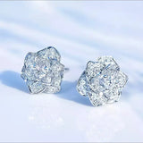925 Silver Camellia Rose Flower Earrings