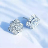 925 Silver Camellia Rose Flower Earrings