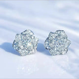 925 Silver Camellia Rose Flower Earrings
