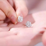 925 Silver Camellia Rose Flower Earrings