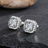 925 Silver Emerald Green Zircon Crystal Earrings Women Jewelry