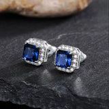 925 Silver Emerald Green Zircon Crystal Earrings Women Jewelry