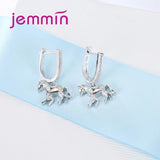 925 Silver Horse Fire Opal Dangle Earrings for Women