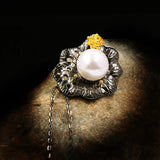 Flower Freshwater Pearl Pendant Necklace 925 Silver Ladies Jewelry