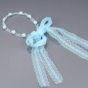 Flower Lace HairBand Tiara Pink Princess Simulated Pearl HairHoop Headwear