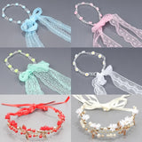 Flower Lace HairBand Tiara Pink Princess Simulated Pearl HairHoop Headwear