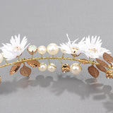 Flower Lace HairBand Tiara Pink Princess Simulated Pearl HairHoop Headwear