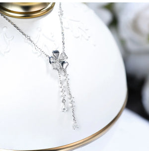 Flower Necklace Umbrella Pendant Tassel Earrings Gift