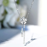 Flower Necklace Umbrella Pendant Tassel Earrings Gift