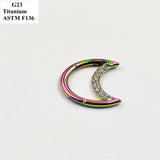 G23 Titanium Moon Nose Ring Inlaid With Zircon Multi-Color Piercing