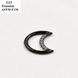 G23 Titanium Moon Nose Ring Inlaid With Zircon Multi-Color Piercing