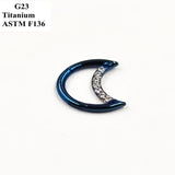 G23 Titanium Moon Nose Ring Inlaid With Zircon Multi-Color Piercing