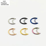 G23 Titanium Moon Nose Ring Inlaid With Zircon Multi-Color Piercing