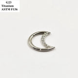 G23 Titanium Moon Nose Ring Inlaid With Zircon Multi-Color Piercing