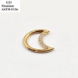 G23 Titanium Moon Nose Ring Inlaid With Zircon Multi-Color Piercing