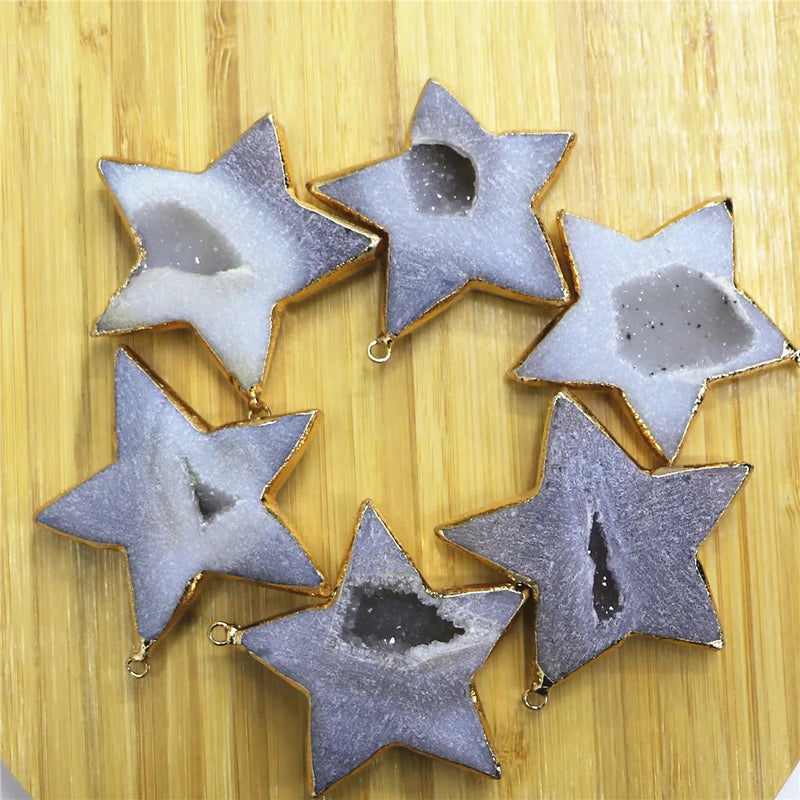 Agates Pendant Jewelry Five-pointed Star Guardian Peach Heart Moon Necklace