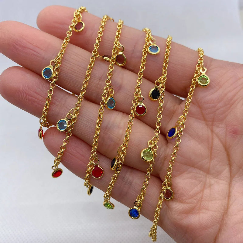 Glass Round Chain Charm Boutique Jewelry Making DIY Necklace Earrings Bra