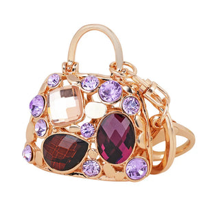 Glass Stone Crystal Keychain Bag Purse Handbag Key Chain Decor Girls Keyring