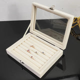 Velvet Ring Earrings Necklace Jewelry Display Organizer Box
