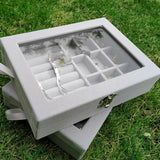 Velvet Ring Earrings Necklace Jewelry Display Organizer Box