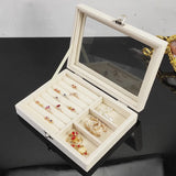 Velvet Ring Earrings Necklace Jewelry Display Organizer Box