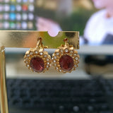 Red Crystal Zircon Stud Earrings for Women Wedding Bridal Princess Engagement