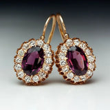 Red Crystal Zircon Stud Earrings for Women Wedding Bridal Princess Engagement