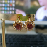 Red Crystal Zircon Stud Earrings for Women Wedding Bridal Princess Engagement