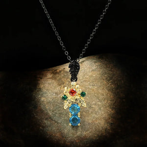 Golden Flower Zircon Pendant 925 Silver Clavicle Chain All-match Sweater