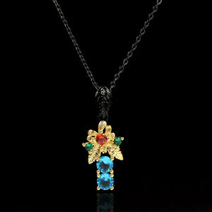 Golden Flower Zircon Pendant 925 Silver Clavicle Chain All-match Sweater