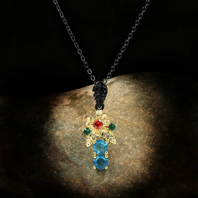 Golden Flower Zircon Pendant 925 Silver Clavicle Chain All-match Sweater