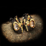 Golden Flower Earrings Natural Crystal Ladies Earrings Italian Jewelry