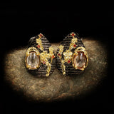 Golden Flower Earrings Natural Crystal Ladies Earrings Italian Jewelry