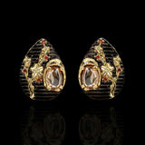 Golden Flower Earrings Natural Crystal Ladies Earrings Italian Jewelry