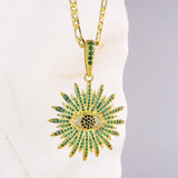 Gothic Evil Eye Charm Necklace Star Shape Cubic Zirconia Pendant