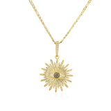 Gothic Evil Eye Charm Necklace Star Shape Cubic Zirconia Pendant